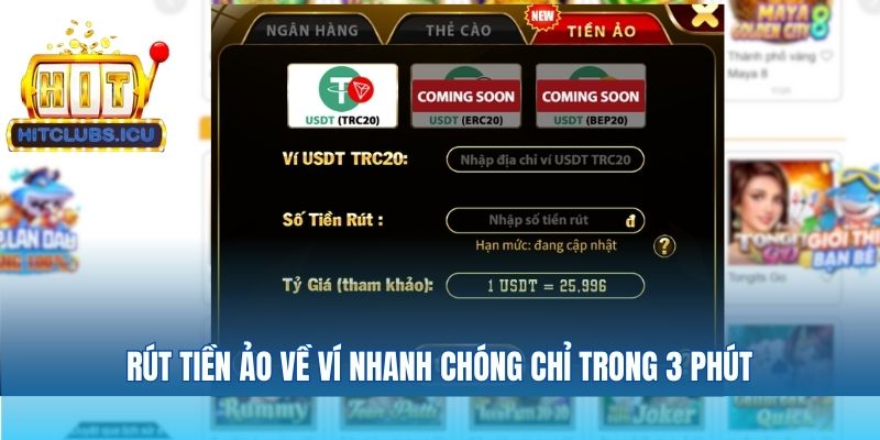 Rút tiền ảo về ví nhanh chóng chỉ trong 3 phút