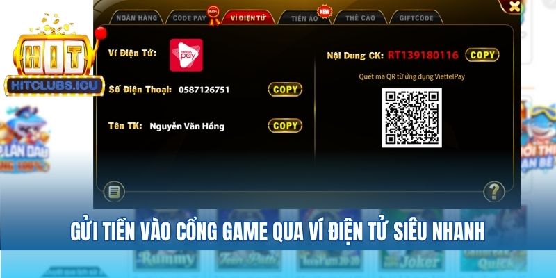 Gửi tiền vào cổng game qua ví điện tử siêu nhanh